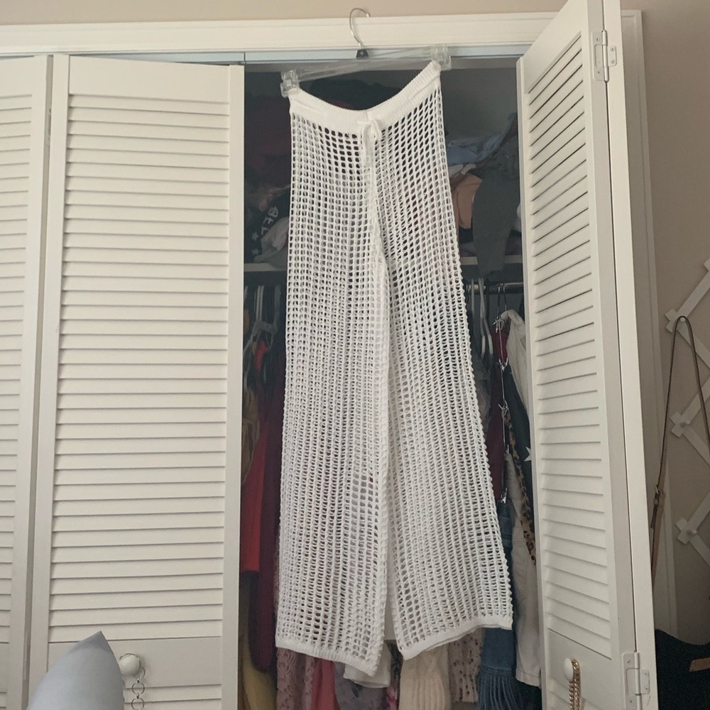 White mesh pants